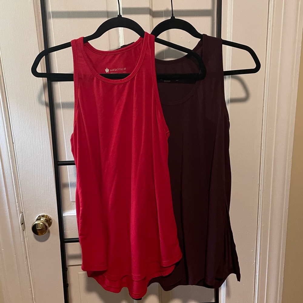 Kira Grace 2-pack racerback yoga top red burgundy incl free Zyia tank